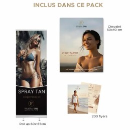 Pack media pour  mise en avant de la douche bronzante dans votre institut, inclus dans le pack cabine fixe Black Riviera