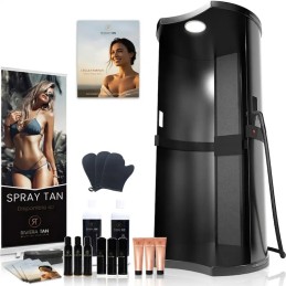 Pack complet cabine de douche autobronzante fixe professionnelle Black Riviera Tan avec lotions de tanning, PLV et consommables
